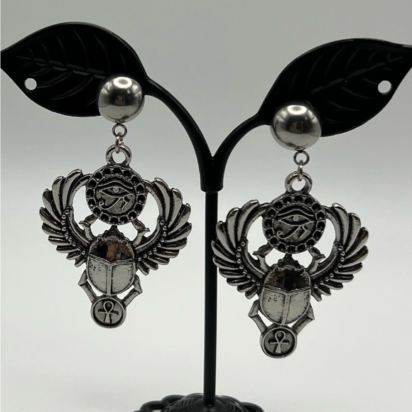 Ancient Egyptian Beetles Spiritual Statement Earrings  -  Eye of Ra Earrings - Picture 6 of 10